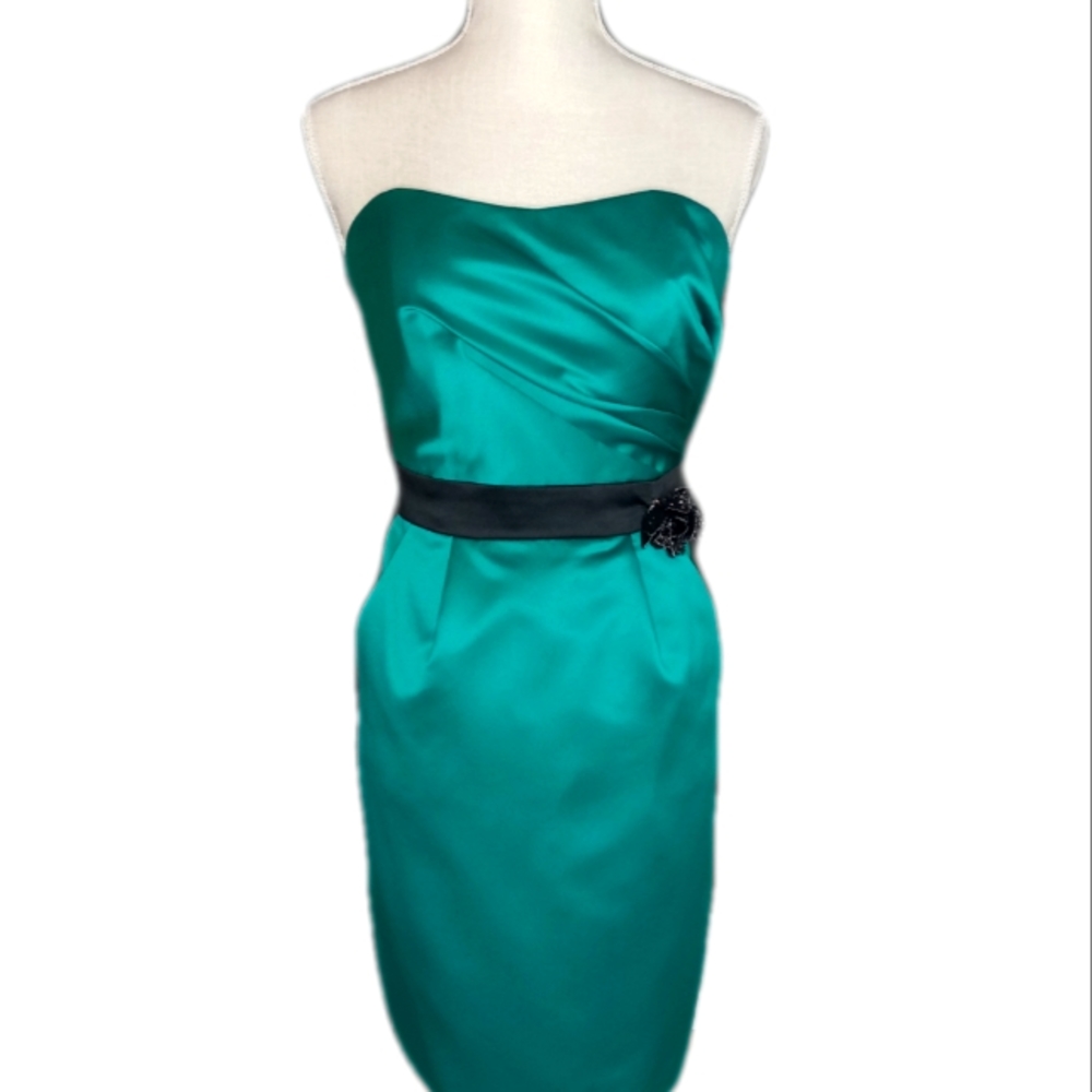 David's Bridal Size 10 Short Green Satin